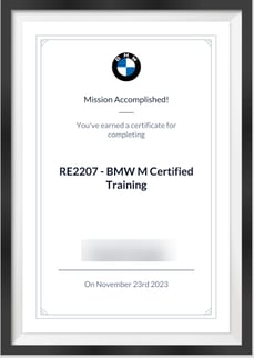 BMW completion certificate